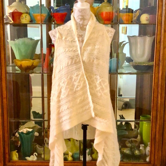 Relais Mohair blend open sleeveless sweater ivory sz L - Picture 1 of 13